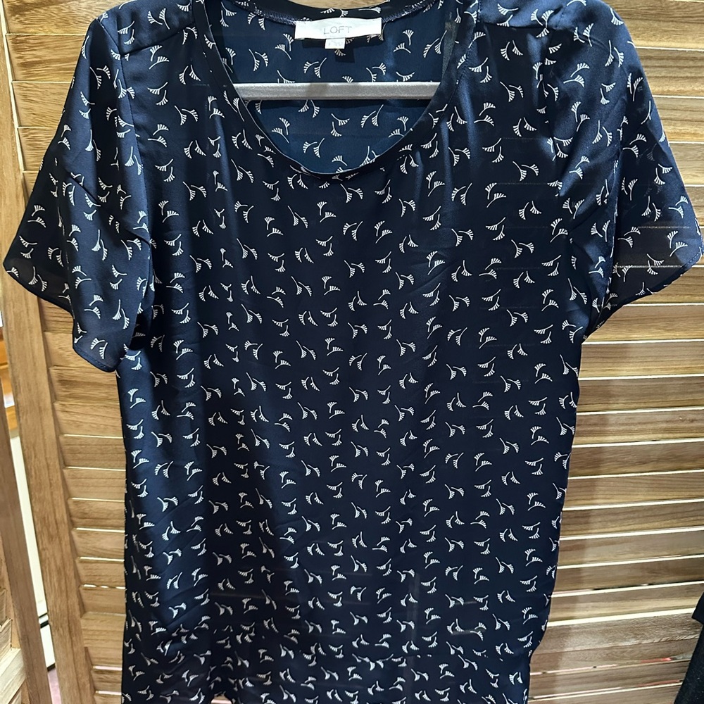 LOFT Blue Fitted Short Sleeve T-Shirt